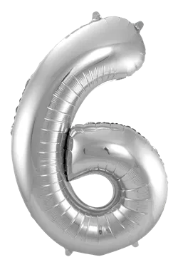 Alternativ bild 0 för Sifferballong i silverfolie 86 cm, #6