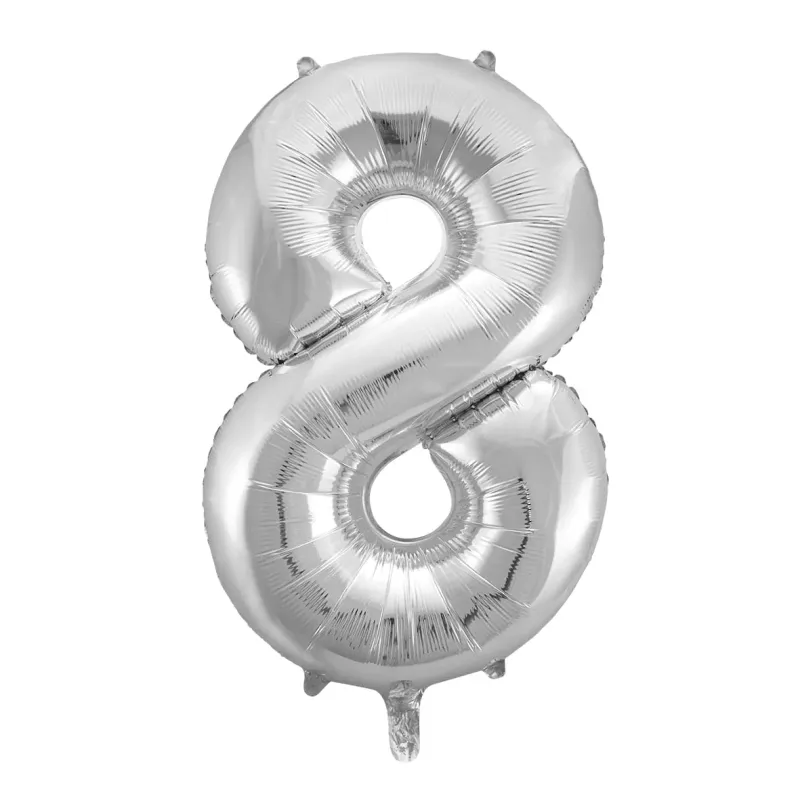 Alternativ bild 0 för Sifferballong i silverfolie 86 cm, #8