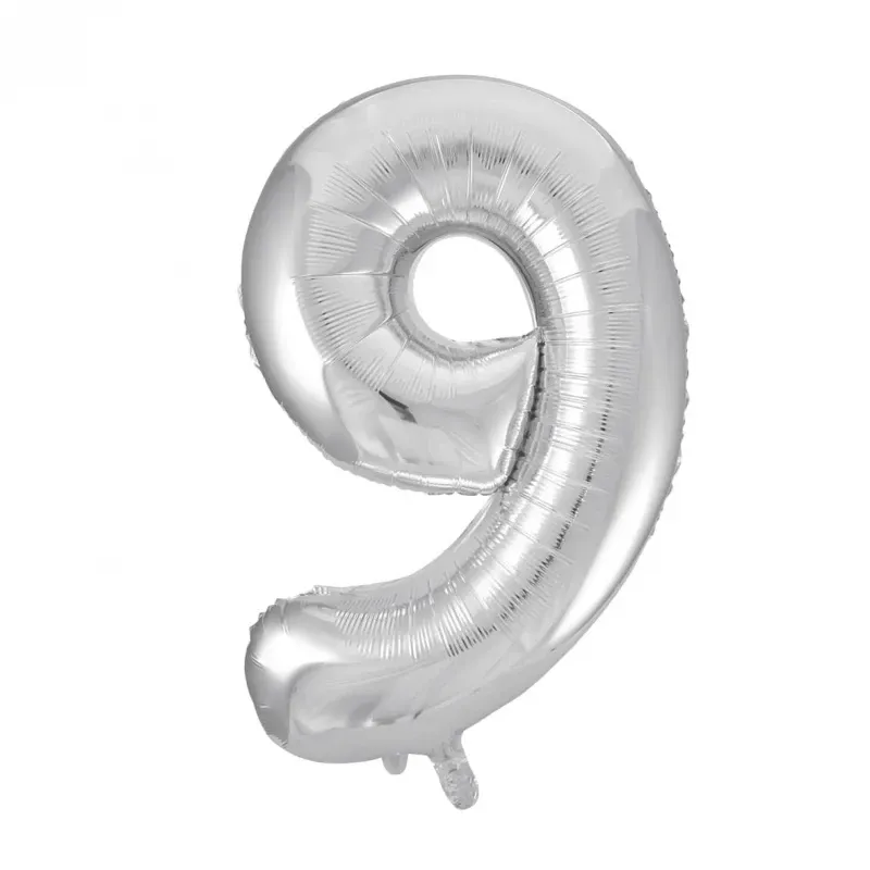 Bild 1 för Sifferballong i silverfolie 86 cm, #9