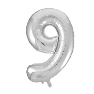 Produktfoto för Sifferballong i silverfolie 86 cm, #9