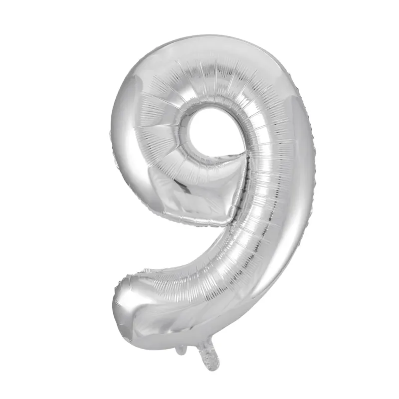 Alternativ bild 0 för Sifferballong i silverfolie 86 cm, #9