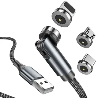 Produktfoto för SiGN 3-in-1 360° Magnetkabel Lightning, USB-C, Micro-USB, 2.4A - Svart