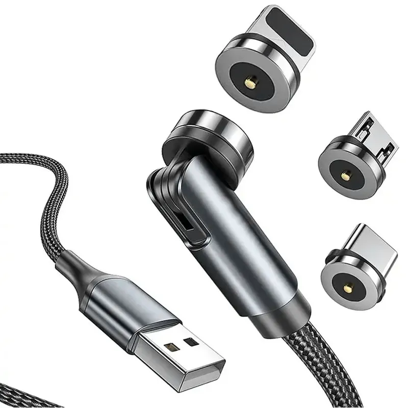 Alternativ bild 0 för SiGN 3-in-1 360° Magnetkabel Lightning, USB-C, Micro-USB, 2.4A - Svart