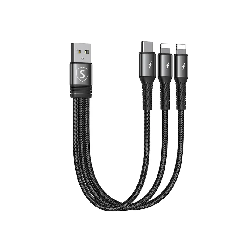 Alternativ bild 0 för SiGN 3-in-1 Kabel Lightning, USB-C, 0.15m, 3.5A, 20W - Svart