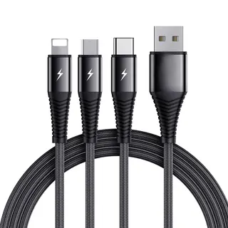 Produktfoto för SiGN 3-in-1 Kabel Lightning, USB-C, Micro-USB, 3A, 1.2m - Svart