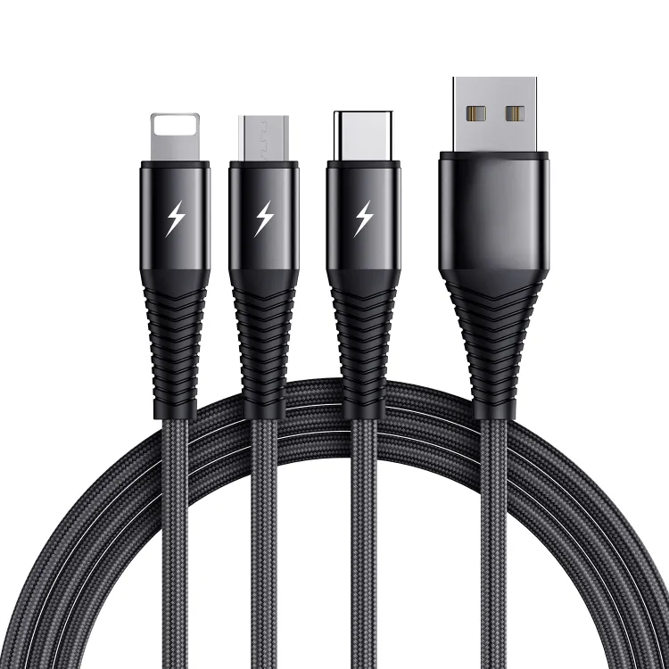 Alternativ bild 0 för SiGN 3-in-1 Kabel Lightning, USB-C, Micro-USB, 3A, 1.2m - Svart