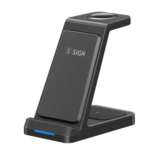 Produktfoto för SiGN 3-in-1 Trådlöst Laddningsställ 15W - Svart