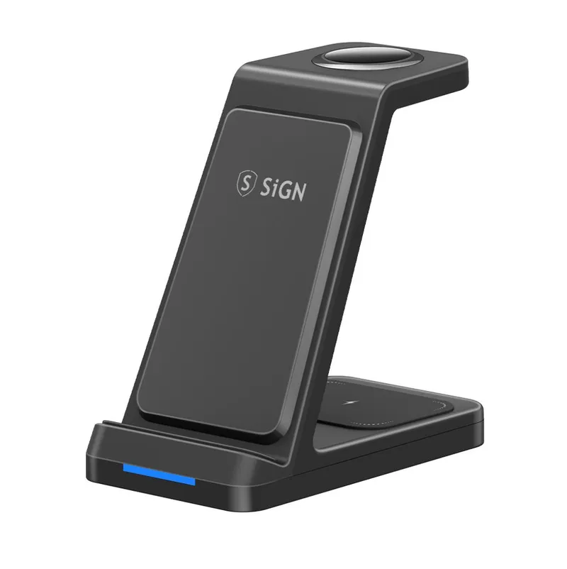Alternativ bild 0 för SiGN 3-in-1 Trådlöst Laddningsställ 15W - Svart