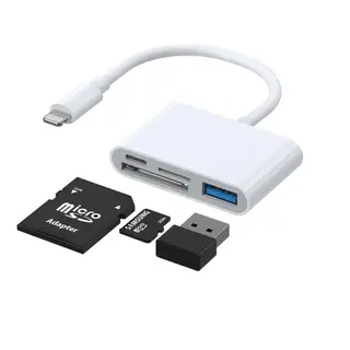 Produktfoto för SiGN 4-i-1 Lightning till USB-A, SD/TF, Lightning - Vit