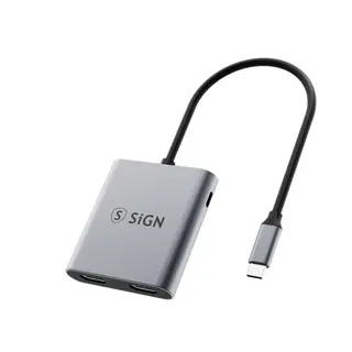 Produktfoto för SiGN Adapter USB-C till 2x HDMI 2.0 och USB-C PD