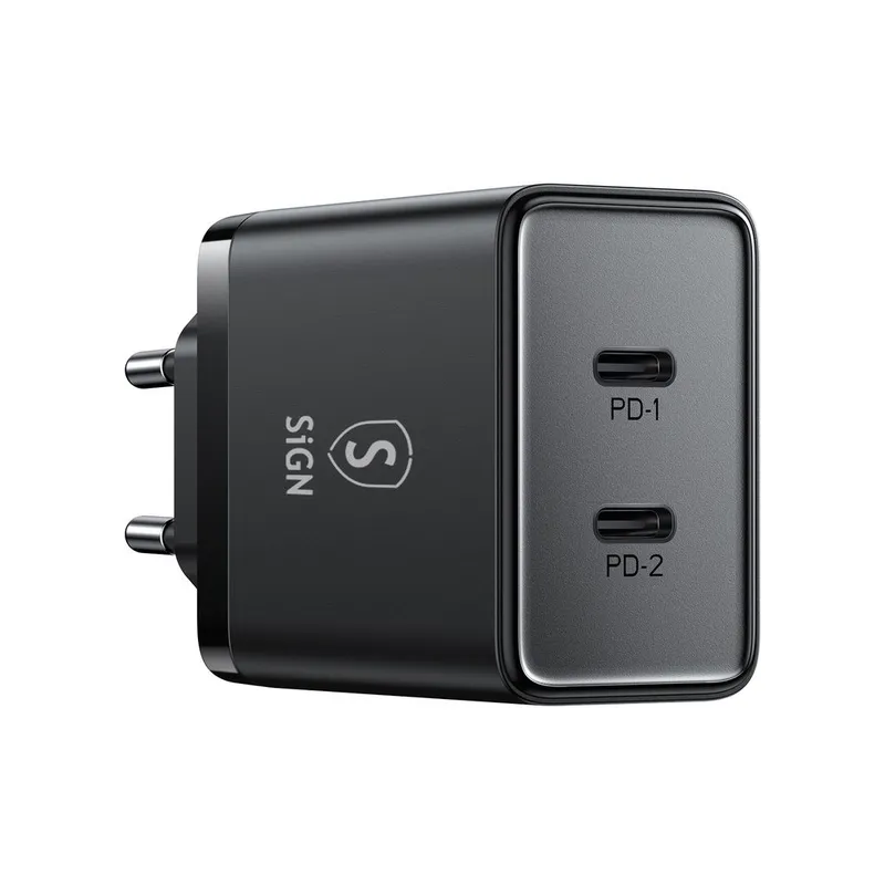 Alternativ bild 0 för SiGN Dual USB-C PD Laddare 40W - Svart