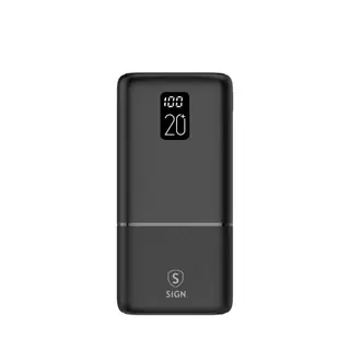 Produktfoto för SiGN Extremt Kraftfull Q.C Powerbank 20.000mAh, 2.1A - Svart