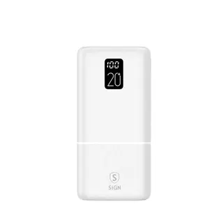 Produktfoto för SiGN Extremt Kraftfull Q.C Powerbank 20000mAh, 2.1A - Vit