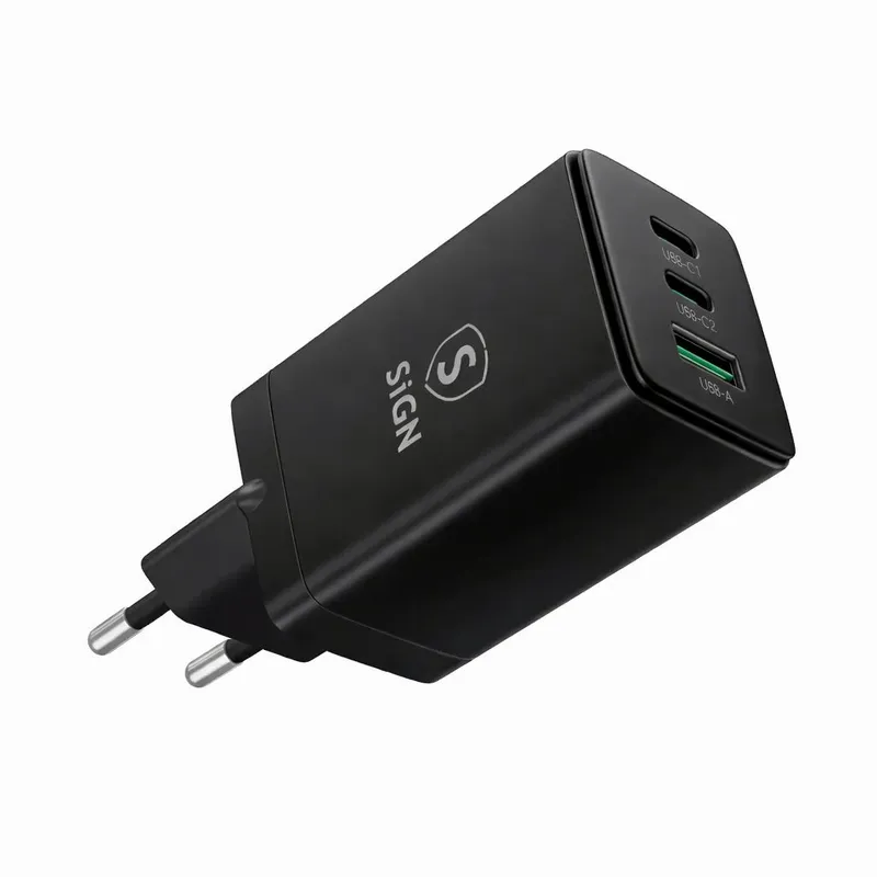 Alternativ bild 0 för SiGN GaN Ultra 65W 2xUSB-C & 1xUSB-A Snabbladdare - Svart