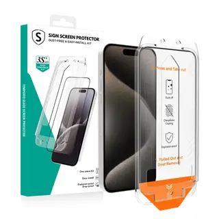 Produktfoto för SiGN Heltäckande Skärmskydd i Härdat Glas för iPhone 15 Pro med Monteringsram