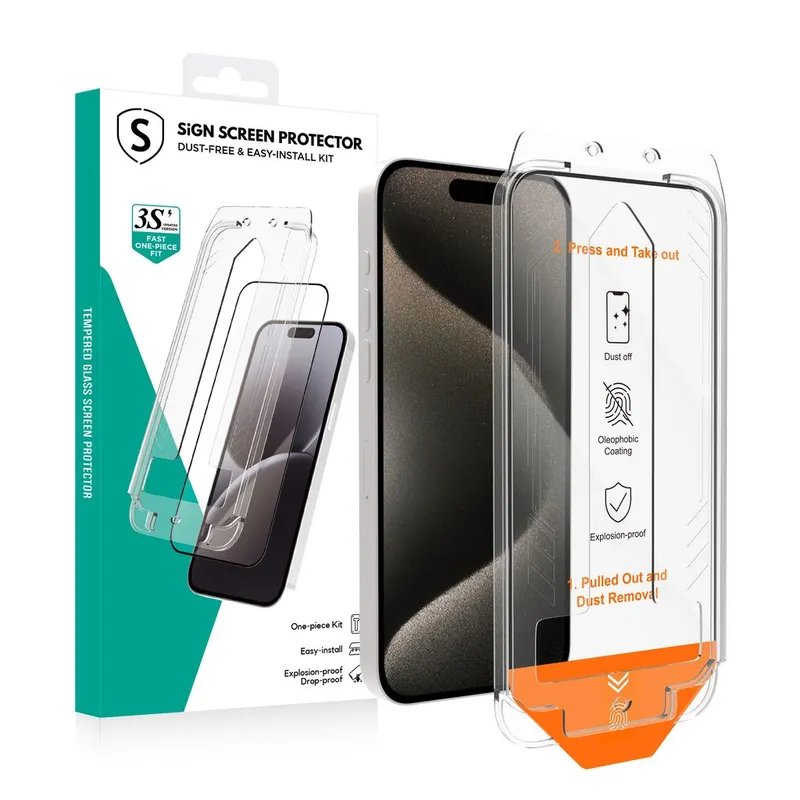 Alternativ bild 0 för SiGN Heltäckande Skärmskydd i Härdat Glas för iPhone 15 Pro med Monteringsram