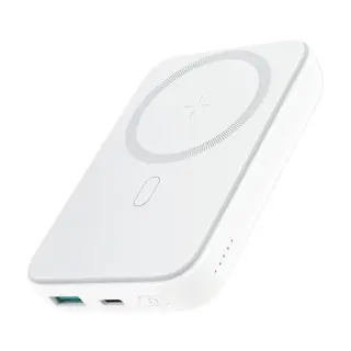 Produktfoto för SiGN Magnetisk Trådlös Mini Powerbank 10000mAh, USB-C, USB-A, Vit