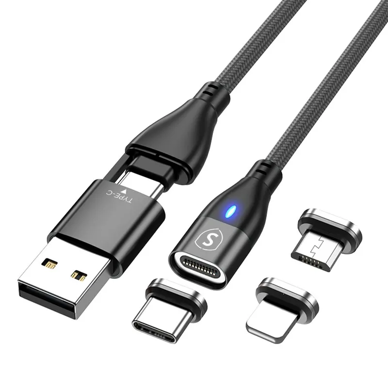 Alternativ bild 0 för SiGN Magnetkabel 3-i-1 USB-C, Lightning, Micro-USB 2.4A, 1 m - Svart