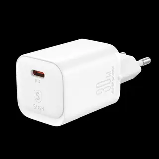 Produktfoto för SiGN Single-Port Snabbladdare, 30W - Vit