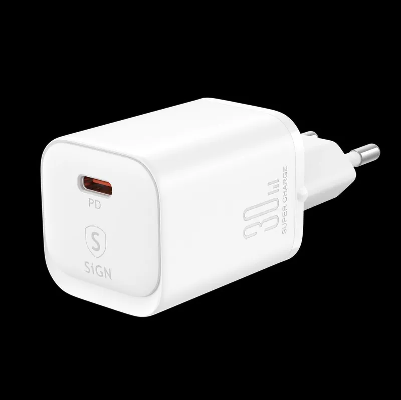 Alternativ bild 0 för SiGN Single-Port Snabbladdare, 30W - Vit