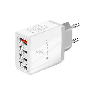 Produktfoto för SiGN Snabbladdare 4xUSB-A, PD & Q.C 3.0, 33W - Vit