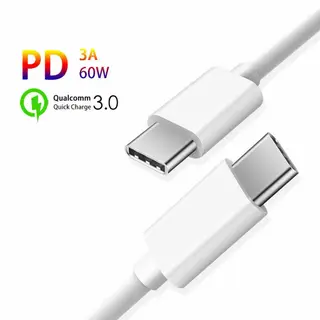 Produktfoto för SiGN Snabbladdningskabel USB-C till USB-C 60W, 3A, PD, 0.25m - Vit