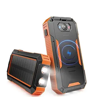 Produktfoto för SiGN Solcell Powerbank med Trådlös Laddning, 20000mAh - Orange