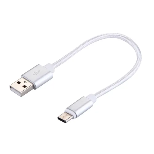 Alternativ bild 0 för SiGN USB-C Kabel kort, 2.4A, 12W, 20cm, Nylon - Silver