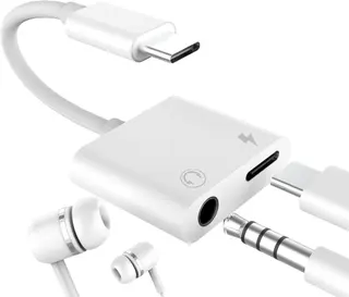 Produktfoto för SiGN USB-C till 3.5mm AUX Adapter, 3A - Ladda & Lyssna - Vit