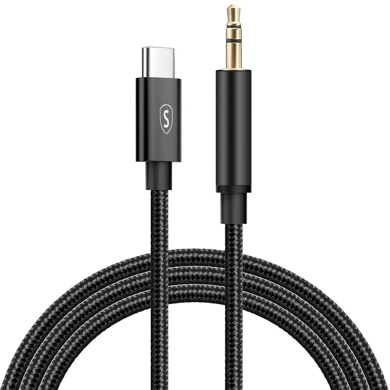 Alternativ bild 0 för SiGN USB-C till AUX 3.5mm Audio/Ljudkabel, 1m - Svart/Nylon