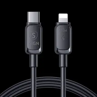 Produktfoto för SiGN USB-C till Lightning Kabel 20W, 0.25m - Svart