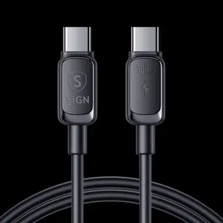 Produktfoto för SiGN USB-C till USB-C Kabel 100W, 1.2m - Svart