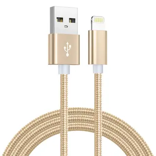 Produktfoto för SiGN USB kabel med Lightning 2.4A, för iPhone & iPad, 1m - Guld/Nylon