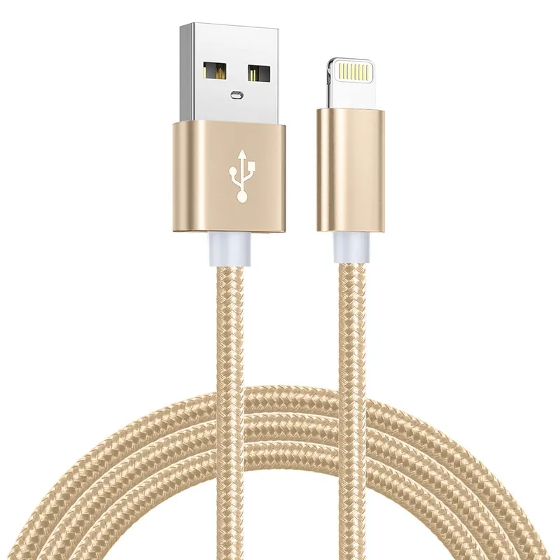 Alternativ bild 0 för SiGN USB kabel med Lightning 2.4A, för iPhone & iPad, 1m - Guld/Nylon