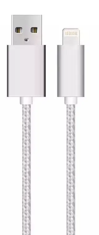 Produktfoto för SiGN USB kabel med Lightning för iPhone & iPad Silver/nylon, 2.4A, 1m