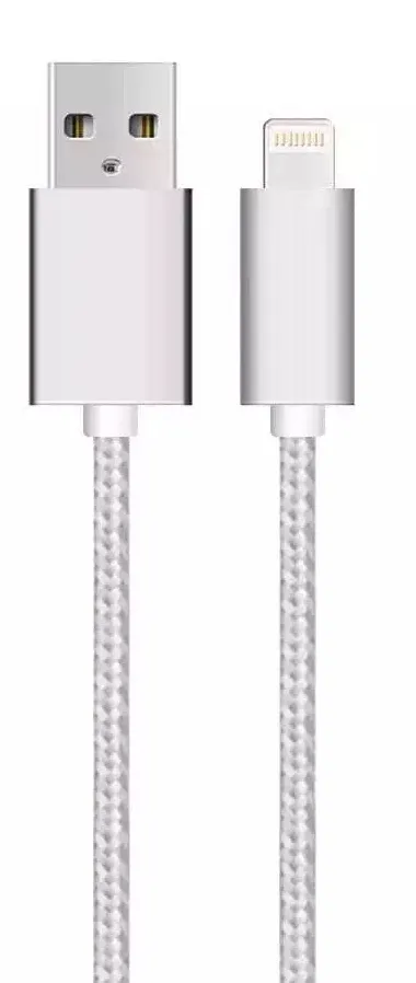 Alternativ bild 0 för SiGN USB kabel med Lightning för iPhone & iPad Silver/nylon, 2.4A, 1m