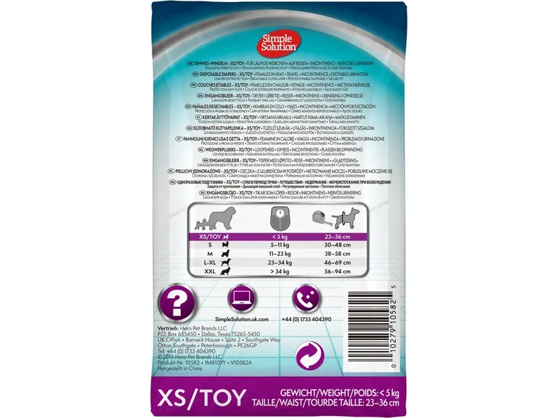 Alternativ bild 0 för Simple Solution Engångsblöja för tikar, 12 st, XS/TOY