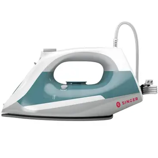 Produktfoto för SINGER Steam Choice 1.0, Torr & Ångstrykjärn, Keramisk stryksula, 1,9 m, 70 g/min, Aqua, Vit, 20 g/min