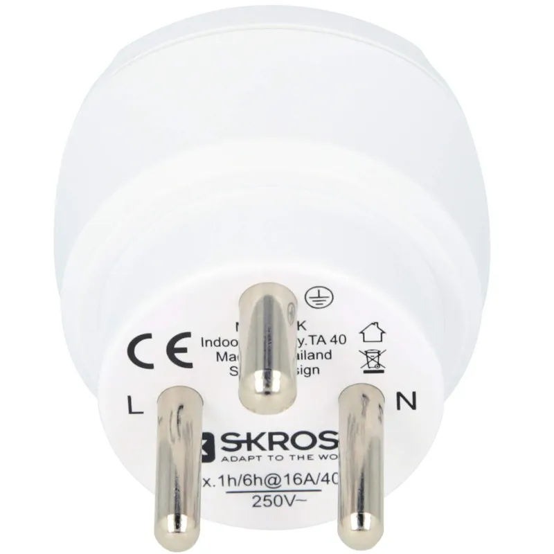 Bild 2 för Skross 1.500232-E, Typ C (Europlug), Typ K (DK), 100-250 V, 16 A, 4000 W, 52 mm