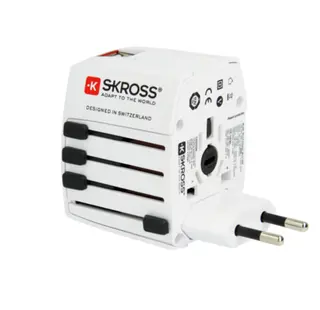 Produktfoto för SKROSS MUV USB Världs-reseadapter, EMEA/US/UK/AU, 2xUSB Typ A ho 5V 2,1A, 100-250V