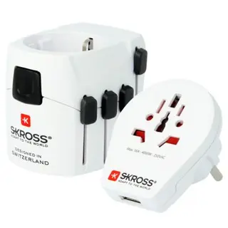Produktfoto för Skross PRO - World &amp  USB, Universal, Universal, Typ A, Typ B, Typ C (eurostik), Typ E (FR), Typ F, Typ G (UK), Typ I (AU), Typ J (CH),..., Typ B, Typ E (FR), Typ F, Typ G (UK), Typ I (AU), Typ J (CH), Typ L (IT), Typ N (BR), 100 - 250, 7 A