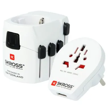 Alternativ bild 0 för Skross PRO - World &amp  USB, Universal, Universal, Typ A, Typ B, Typ C (eurostik), Typ E (FR), Typ F, Typ G (UK), Typ I (AU), Typ J (CH),..., Typ B, Typ E (FR), Typ F, Typ G (UK), Typ I (AU), Typ J (CH), Typ L (IT), Typ N (BR), 100 - 250, 7 A