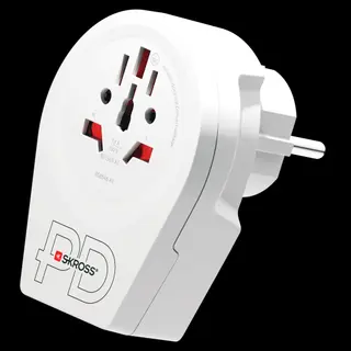 Produktfoto för SKROSS Reseadapter Världen till Europa USB-A/USB-C 20W Jordad