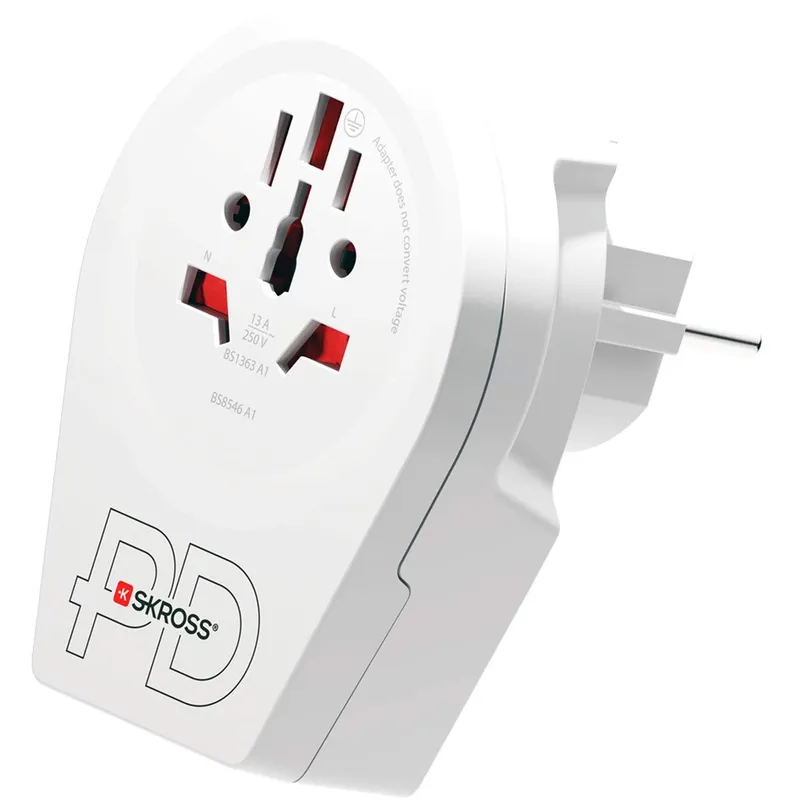 Bild 2 för SKROSS Reseadapter Världen till Europa USB-A/USB-C 20W Jordad