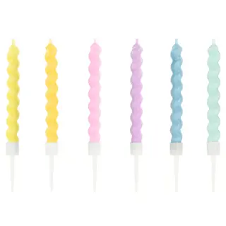 Produktfoto för Skruvade Tårtljus Olika Färger 6-pack