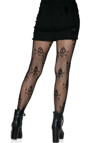Bild 2 för Skull Print Pantyhose Black O/S Strumpbyxor