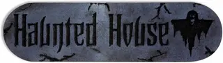 Produktfoto för Skylt haunted house Halloween 12x35 cm