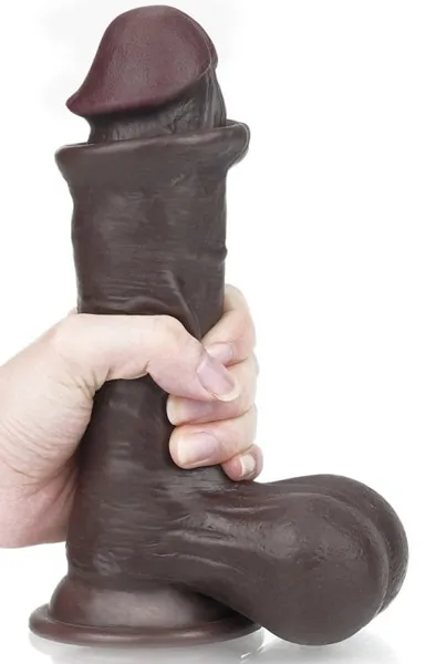 Bild 2 för Sliding Skin Dual Layer Dong Brown 19,5cm Dildo