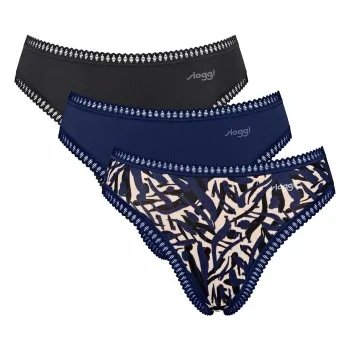 Alternativ bild 0 för Sloggi Trosor 3P GO Crush High Leg Briefs Blå/Grön bomull X-Small Dam