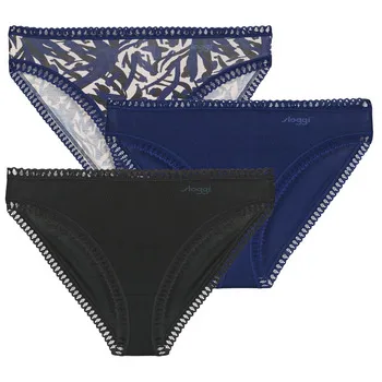 Bild 1 för Sloggi Trosor 3P GO Crush High Leg Briefs Svart/Blå bomull XX-Large Dam